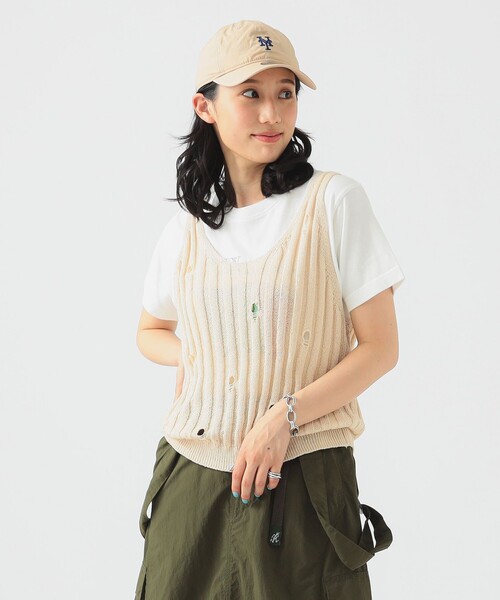 B:MING by BEAMS(ビーミングバイビームス)の「クラッシュ ニット ベスト(ベスト・レディース・ブラック/オフホワイト・ONE SIZE)」の6枚目の写真