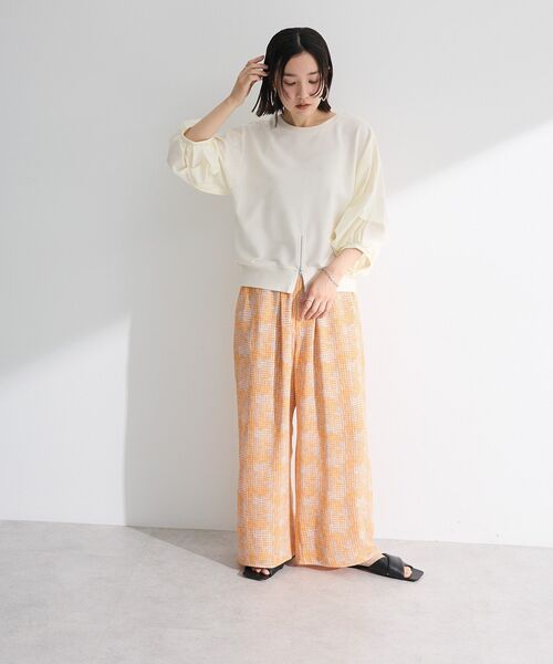 Green　Parks（グリーンパークス）の「2WAY7分袖タック裾ZIPプルオーバー（Tシャツ/カットソー・レディース・ブラック/アイボリー/ライトベージュ/ブルー・FREE）」の15枚目の写真