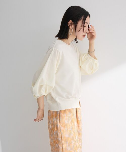 Green　Parks（グリーンパークス）の「2WAY7分袖タック裾ZIPプルオーバー（Tシャツ/カットソー・レディース・ブラック/アイボリー/ライトベージュ/ブルー・FREE）」の21枚目の写真