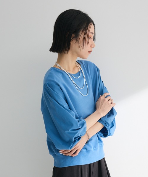 Green　Parks（グリーンパークス）の「2WAY7分袖タック裾ZIPプルオーバー（Tシャツ/カットソー・レディース・ブラック/アイボリー/ライトベージュ/ブルー・FREE）」の4枚目の写真