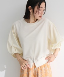 2WAY7分袖タック裾ZIPプルオーバー