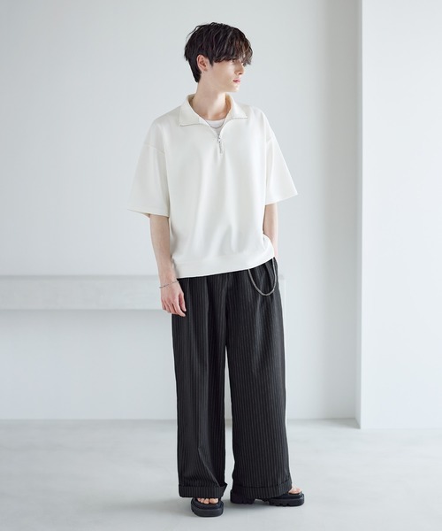 ASTRONOMY(アストロノミー)の「接触冷感ポンチハーフジップ半袖プルオーバー(Tシャツ/カットソー・メンズ・ブラック/ホワイト/ブルーグレー/ホワイト系/ブラック系/ワイン・S/M/L/XL)」の8枚目の写真