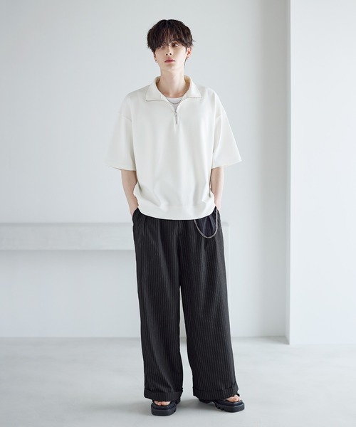 ASTRONOMY(アストロノミー)の「接触冷感ポンチハーフジップ半袖プルオーバー(Tシャツ/カットソー・メンズ・ブラック/ホワイト/ブルーグレー/ホワイト系/ブラック系/ワイン・S/M/L/XL)」の10枚目の写真