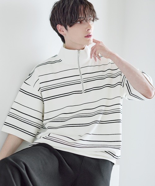 ASTRONOMY(アストロノミー)の「接触冷感ポンチハーフジップ半袖プルオーバー(Tシャツ/カットソー・メンズ・ブラック/ホワイト/ブルーグレー/ホワイト系/ブラック系/ワイン・S/M/L/XL)」の17枚目の写真