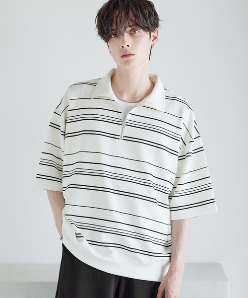 ASTRONOMY(アストロノミー)の「接触冷感ポンチハーフジップ半袖プルオーバー(Tシャツ/カットソー・メンズ・ブラック/ホワイト/ブルーグレー/ホワイト系/ブラック系/ワイン・S/M/L/XL)」の18枚目の写真