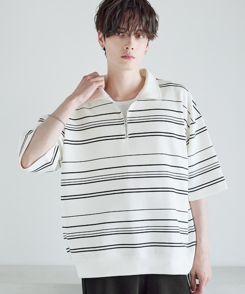 ASTRONOMY(アストロノミー)の「接触冷感ポンチハーフジップ半袖プルオーバー(Tシャツ/カットソー・メンズ・ブラック/ホワイト/ブルーグレー/ホワイト系/ブラック系/ワイン・S/M/L/XL)」の19枚目の写真