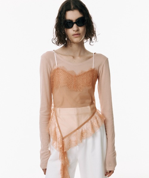 tシャツ SHEER UN CUTSEW/シアーユーネックカットソー レディース セール】SHEER UN CUTSEW/シアーユーネックカットソー（Tシャツ