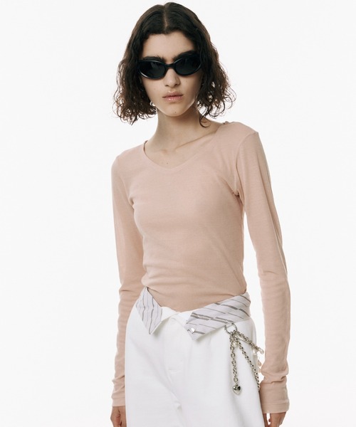 tシャツ SHEER UN CUTSEW/シアーユーネックカットソー レディース セール】SHEER UN CUTSEW/シアーユーネックカットソー（Tシャツ