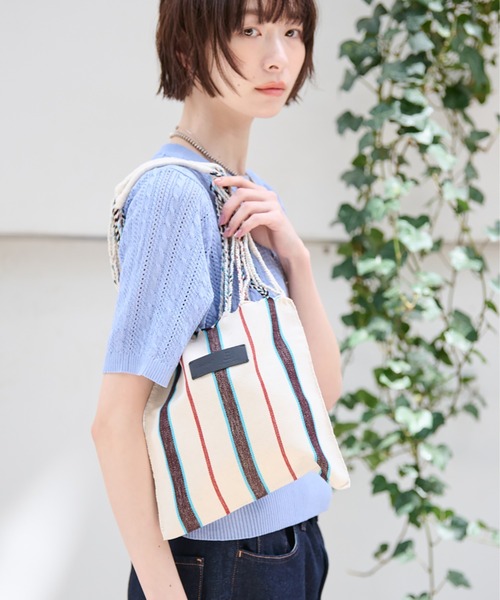 Moon Bird(ムーンバード)の「【MOON BIRD/ムーンバード】手織りハンモックトートバッグS/手織り【WEB限定】(トートバッグ・レディース・ホワイト系その他/ブラック系その他/イエロー系その他/オレンジ系その他/ホワイト系その他2/ブラック系その他2/ブラック系その他3/イエロー系その他2・フリー)」の3枚目の写真