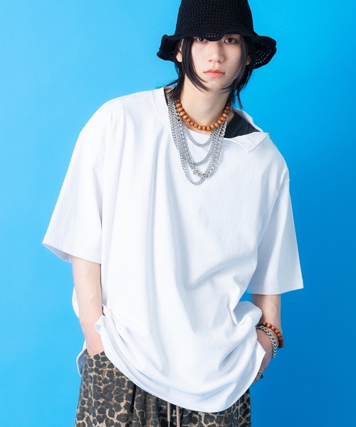 a.p.o.v.(エーピーオービー)の「a.p.o.v. アシンメトリーショルダージップヘヴィウェイトコットンオーバーサイズTシャツ(Tシャツ/カットソー・メンズ・ブラック/チャコール/ホワイト・ONESIZE)」の2枚目の写真