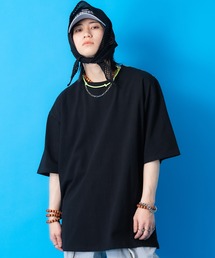 a.p.o.v. アシンメトリーショルダージップヘヴィウェイトコットンオーバーサイズTシャツ