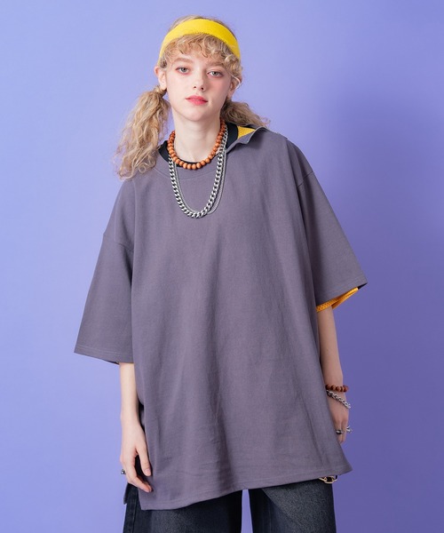 a.p.o.v.(エーピーオービー)の「a.p.o.v. アシンメトリーショルダージップヘヴィウェイトコットンオーバーサイズTシャツ(Tシャツ/カットソー・メンズ・ブラック/チャコール/ホワイト・ONESIZE)」の7枚目の写真