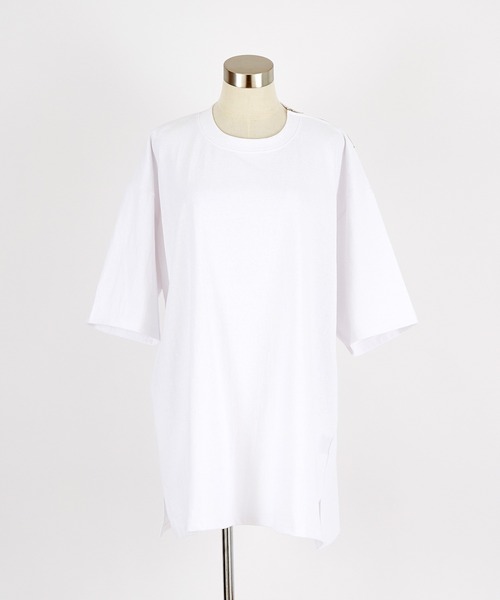 a.p.o.v.(エーピーオービー)の「a.p.o.v. アシンメトリーショルダージップヘヴィウェイトコットンオーバーサイズTシャツ(Tシャツ/カットソー・メンズ・ブラック/チャコール/ホワイト・ONESIZE)」の15枚目の写真