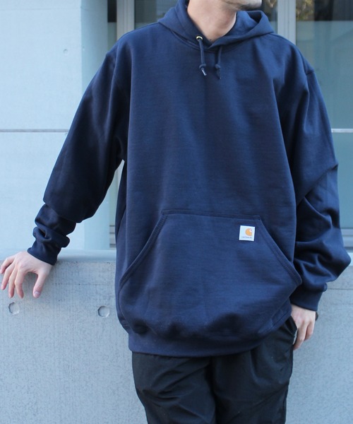 Carhartt(カーハート)の「/carhartt/カーハート プルオーバーパーカー ブランドロゴ ビッグシルエットパーカー K121(パーカー・メンズ・グレー/ブラック・M/L/XXL/XL/S)」の3枚目の写真