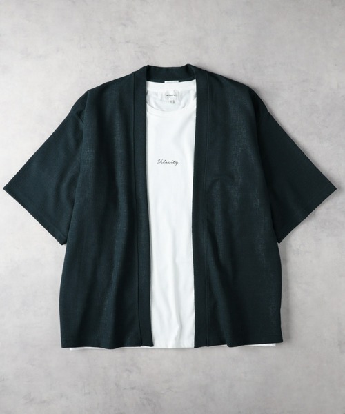 Right-on（ライトオン）の「【NEOSARTIC】モザイクジャガード５分袖カーデアンサンブル（アンサンブル・メンズ・ダークグレー/ベージュ/グリーン・M/XL/L）」の3枚目の写真