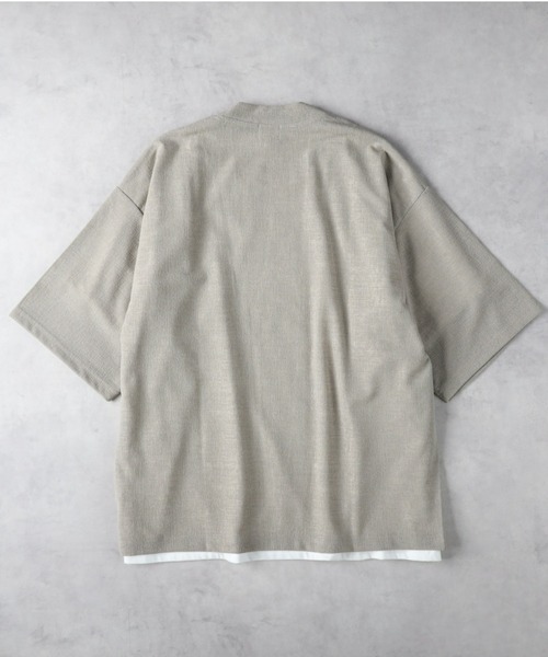 Right-on（ライトオン）の「【NEOSARTIC】モザイクジャガード５分袖カーデアンサンブル（アンサンブル・メンズ・ダークグレー/ベージュ/グリーン・M/XL/L）」の4枚目の写真