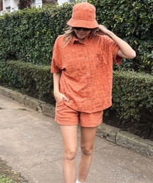 SUNBATHING SHORTS /ロキシーセットアップ対応ウエストゴムパイルショートパンツ