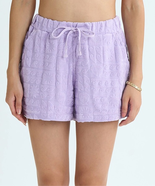 ROXY（ロキシー）の「SUNBATHING SHORTS /ロキシーセットアップ対応ウエストゴムパイルショートパンツ（その他パンツ・レディース・パープル/ネイビー/オレンジ・LARGE/MEDIUM/SMALL）」の5枚目の写真