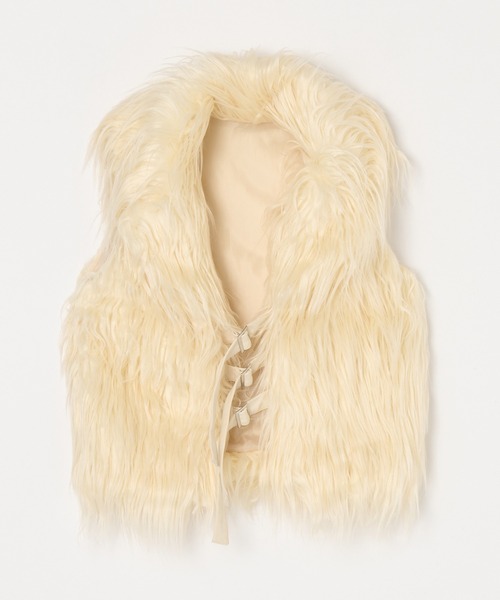 BEEDEN（ビーデン）の「VOLUME FUR VEST（その他アウター・レディース・ベージュ/ホワイト・FREE）」の7枚目の写真
