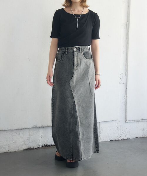 kivi(キヴィ)の「chemical denim SK(デニムスカート・レディース・ブラック/ブルー・MEDIUM/LARGE)」の6枚目の写真
