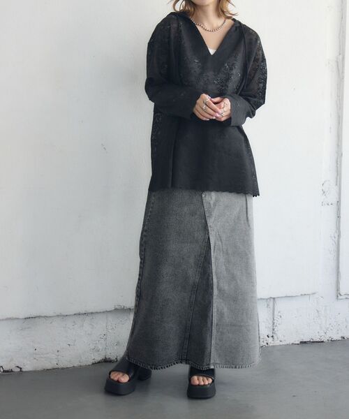 kivi(キヴィ)の「chemical denim SK(デニムスカート・レディース・ブラック/ブルー・MEDIUM/LARGE)」の7枚目の写真