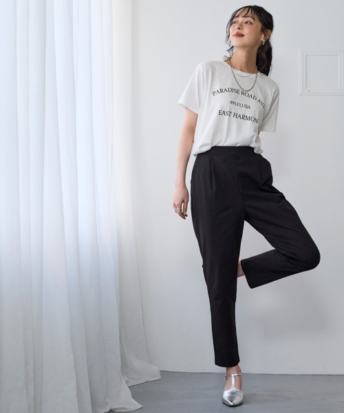 SMILE LAND（スマイルランド）の「＜大きいサイズ＞２４時間ずっと快適かるスルーメッシュテーパードパンツ（吸汗速乾・イージーケア・ＵＶカット）（セットアップ可能）（スラックス・レディース・ブラック/ネイビー/モカ・L/LL/3L/4L/5L）」の6枚目の写真