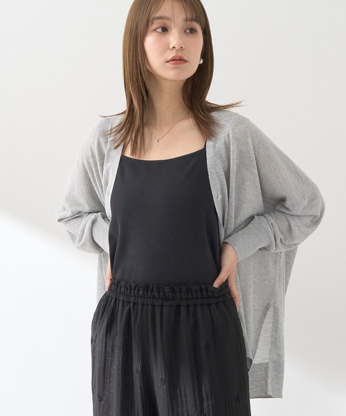 earth music&ecology（アースミュージックアンドエコロジー）の「シアールーズカーディガン（カーディガン/ボレロ・レディース・アイボリー/ブラック/杢グレー・FREE）」の3枚目の写真