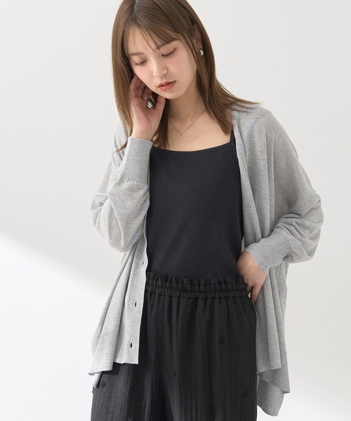 earth music&ecology（アースミュージックアンドエコロジー）の「シアールーズカーディガン（カーディガン/ボレロ・レディース・アイボリー/ブラック/杢グレー・FREE）」の11枚目の写真