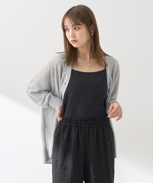 earth music&ecology（アースミュージックアンドエコロジー）の「シアールーズカーディガン（カーディガン/ボレロ・レディース・アイボリー/ブラック/杢グレー・FREE）」の10枚目の写真