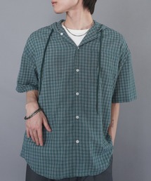 チェックシャツパーカー/半袖