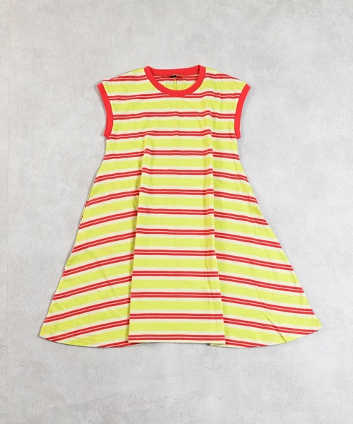 MARKEY'S（マーキーズ）の「先染めボーダーワンピース（ワンピース・キッズ・イエロー/ライトグリーン/ブラック・110/100/95/90/80/150/140/130/120）」の2枚目の写真