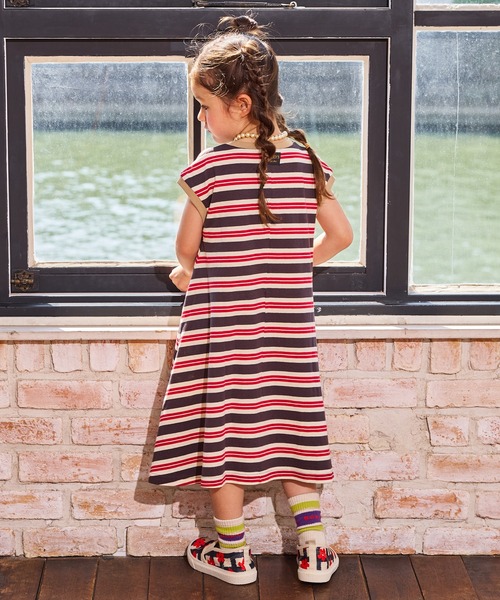 MARKEY'S（マーキーズ）の「先染めボーダーワンピース（ワンピース・キッズ・イエロー/ライトグリーン/ブラック・110/100/95/90/80/150/140/130/120）」の6枚目の写真