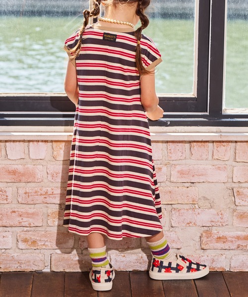 MARKEY'S（マーキーズ）の「先染めボーダーワンピース（ワンピース・キッズ・イエロー/ライトグリーン/ブラック・110/100/95/90/80/150/140/130/120）」の8枚目の写真