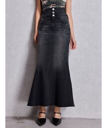 GYDA（ジェイダ）の「ハイウエストBACKクロスマーメイドデニムスカート（デニムスカート）」