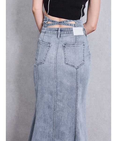 GYDA（ジェイダ）の「ハイウエストBACKクロスマーメイドデニムスカート（デニムスカート・レディース・ライトブルー/インディゴブルー/ブラック・SMALL/MEDIUM）」の9枚目の写真