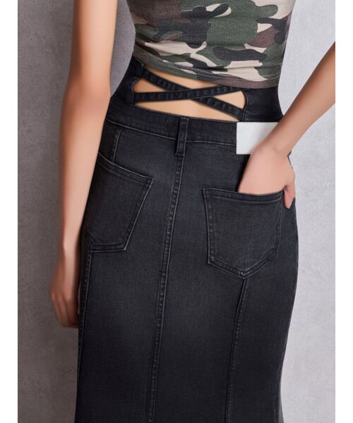 GYDA（ジェイダ）の「ハイウエストBACKクロスマーメイドデニムスカート（デニムスカート・レディース・ライトブルー/インディゴブルー/ブラック・SMALL/MEDIUM）」の10枚目の写真