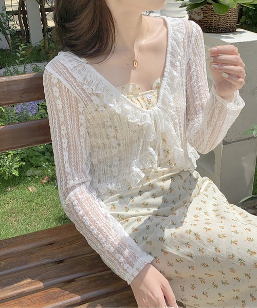 MAISON DE THERESE（メゾン ド テレーズ）の「レース編み 短めカーディガン（カーディガン/ボレロ・レディース・ホワイト/ブラック/アイボリー・M/L）」の22枚目の写真