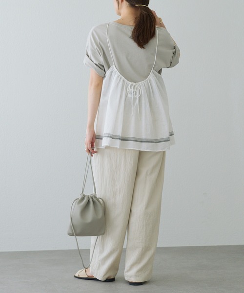 PUAL CE CIN（ピュアルセシン）の「【25th】パネルコットンラミー キャミブラウス（キャミソール・レディース・オフホワイト/ベージュ・FREE）」の8枚目の写真