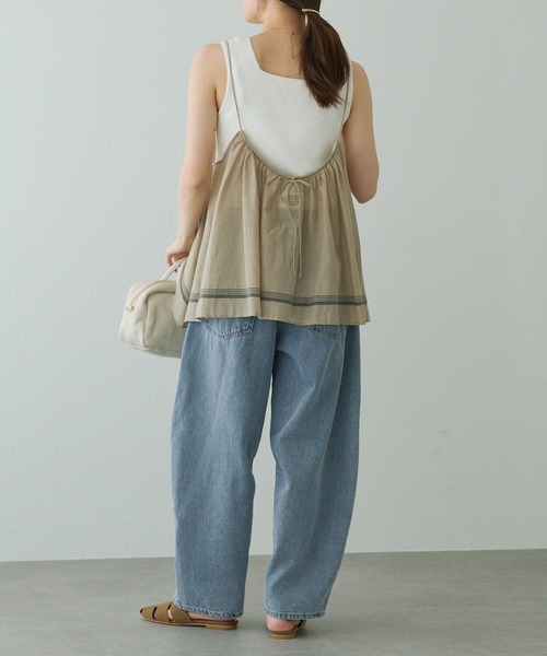 PUAL CE CIN（ピュアルセシン）の「【25th】パネルコットンラミー キャミブラウス（キャミソール・レディース・オフホワイト/ベージュ・FREE）」の14枚目の写真