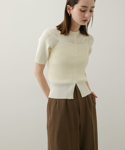 SENSE OF PLACE by URBAN RESEARCH（センスオブプレイスバイアーバンリサーチ）の「2Pキャミアンサンブルセーター（ニット/セーター・レディース・ブラック/ブラウン/アイボリー・ONE）」の4枚目の写真