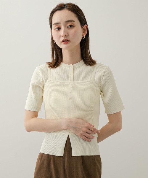 SENSE OF PLACE by URBAN RESEARCH（センスオブプレイスバイアーバンリサーチ）の「2Pキャミアンサンブルセーター（ニット/セーター・レディース・ブラック/ブラウン/アイボリー・ONE）」の6枚目の写真