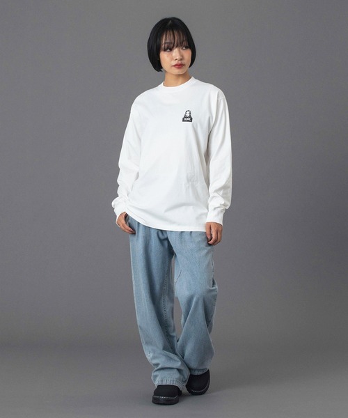 X-girl（エックスガール）の「FACE LABEL EASY PANTS（デニムパンツ・レディース・マルチ/ブラック/ライトインディゴブルー・S/M）」の14枚目の写真