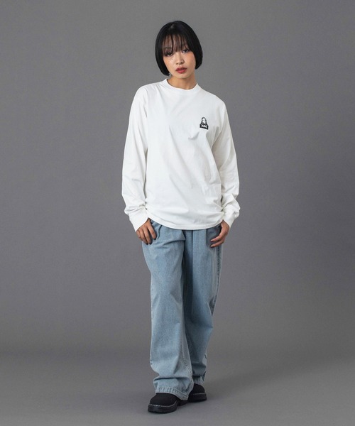 X-girl（エックスガール）の「FACE LABEL EASY PANTS（デニムパンツ・レディース・マルチ/ブラック/ライトインディゴブルー・S/M）」の15枚目の写真