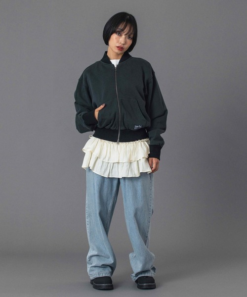 X-girl（エックスガール）の「FACE LABEL EASY PANTS（デニムパンツ・レディース・マルチ/ブラック/ライトインディゴブルー・S/M）」の5枚目の写真