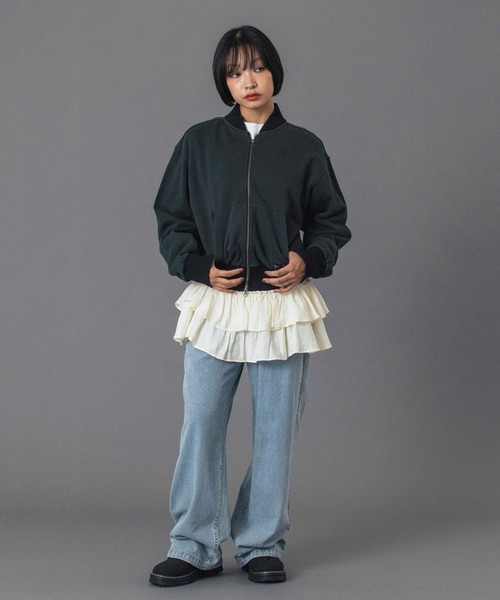 X-girl（エックスガール）の「FACE LABEL EASY PANTS（デニムパンツ・レディース・マルチ/ブラック/ライトインディゴブルー・S/M）」の6枚目の写真