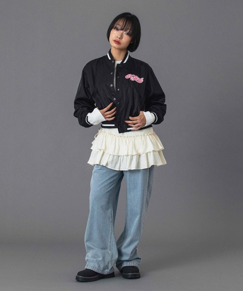 X-girl（エックスガール）の「FACE LABEL EASY PANTS（デニムパンツ・レディース・マルチ/ブラック/ライトインディゴブルー・S/M）」の7枚目の写真