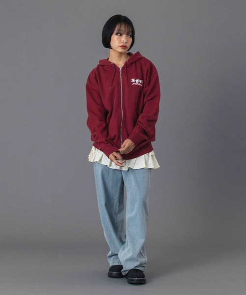 X-girl（エックスガール）の「FACE LABEL EASY PANTS（デニムパンツ・レディース・マルチ/ブラック/ライトインディゴブルー・S/M）」の8枚目の写真