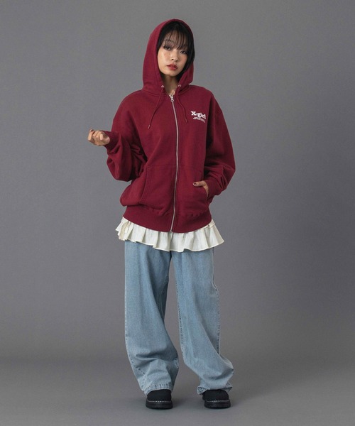 X-girl（エックスガール）の「FACE LABEL EASY PANTS（デニムパンツ・レディース・マルチ/ブラック/ライトインディゴブルー・S/M）」の9枚目の写真