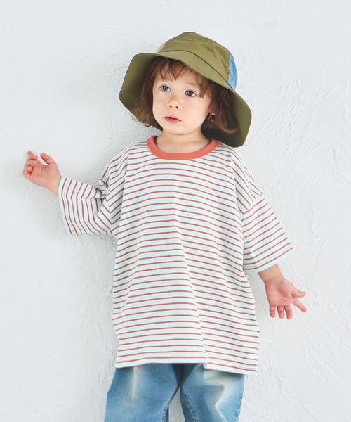 pairmanon（ペアマノン）の「ビックシルエット バックタグ付き カラーボーダー 半袖Tシャツ（Tシャツ/カットソー・キッズ・ピンク系その他/イエロー系その他/ブルー系その他/ベージュ系その他/グレー系その他/ブラウン系その他・100/110/120/130/140/150/90）」の5枚目の写真