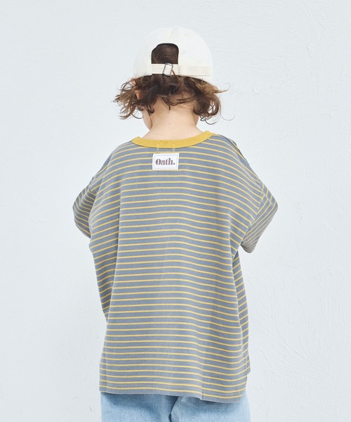 pairmanon（ペアマノン）の「ビックシルエット バックタグ付き カラーボーダー 半袖Tシャツ（Tシャツ/カットソー・キッズ・ピンク系その他/イエロー系その他/ブルー系その他/ベージュ系その他/グレー系その他/ブラウン系その他・100/110/120/130/140/150/90）」の13枚目の写真